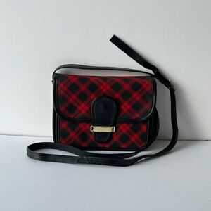 TALBOTS Plaid Crossbody Bag - Red and Black